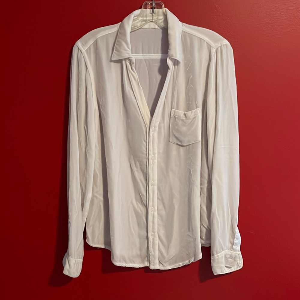 CP Shades Velvet Button Down Shirt Cream Color